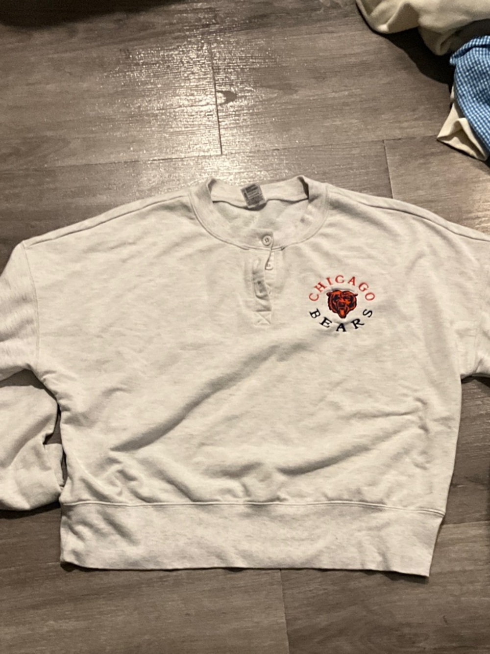 NFL Chicago Bears Light Gray Crewneck Sweatshirt with Orange Logo